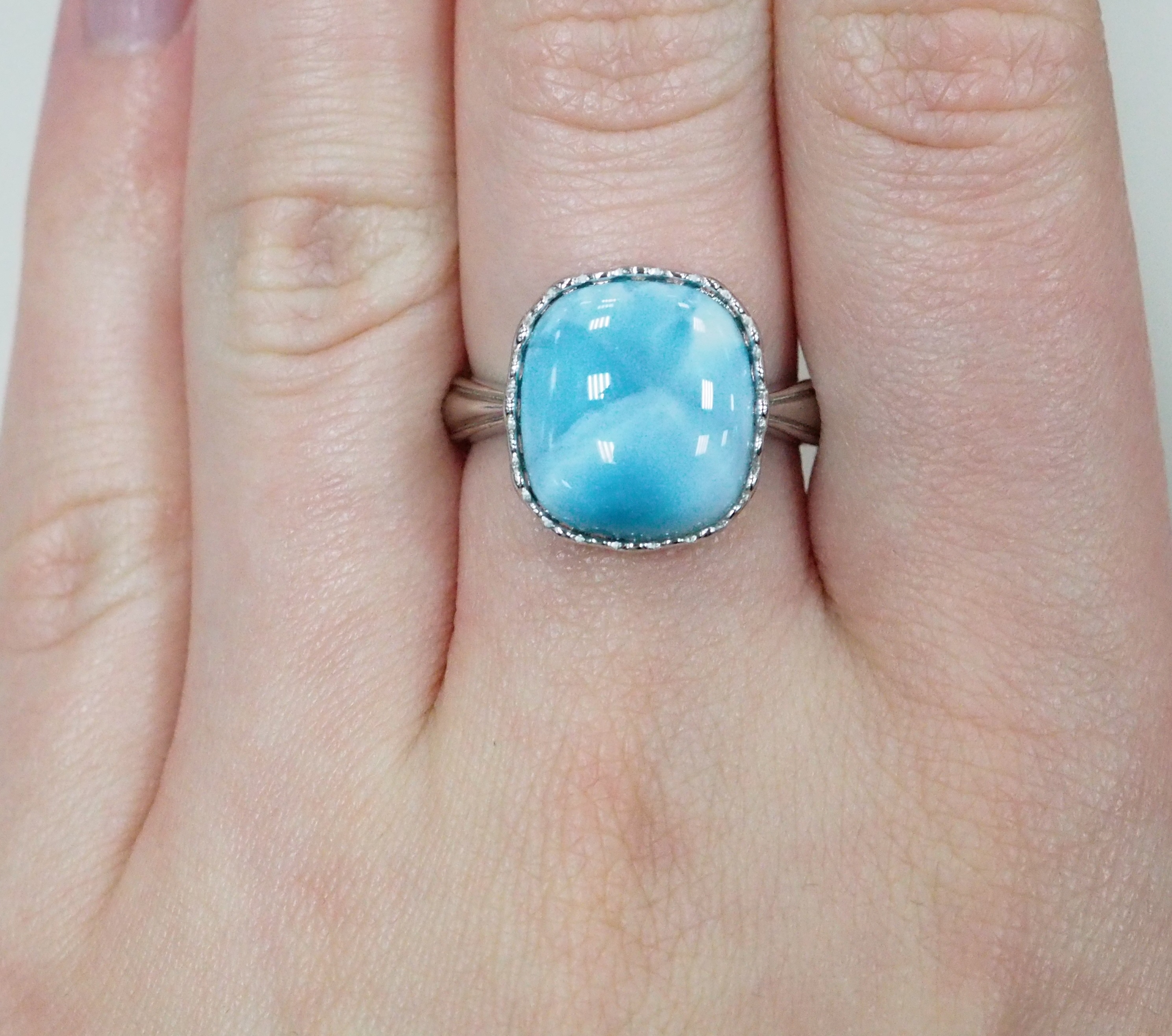 Серебряное кольцо с ларимаром